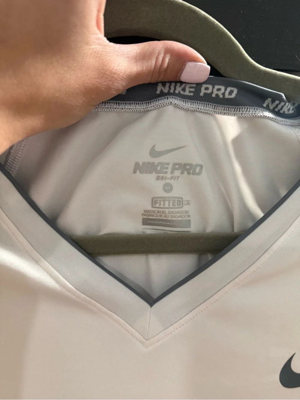 Nike White Short-Sleeve V-Neck Dri-FIT Athletic Tee